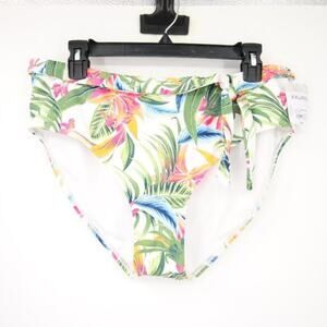 NWT Liz Claiborne Bikini Bottoms Tropical Multicolor High Waisted Size XXL